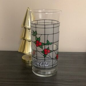 Coca-Cola Glass with Red and Green Stained Design 311